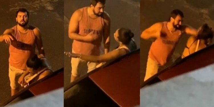 Homem é flagrado espancando namorada com vários socos; assista o vídeo