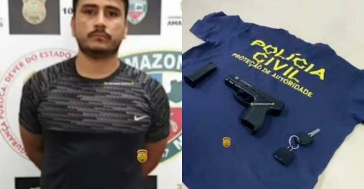 Homem finge ser policial com sirene e arma e vai preso em Manaus