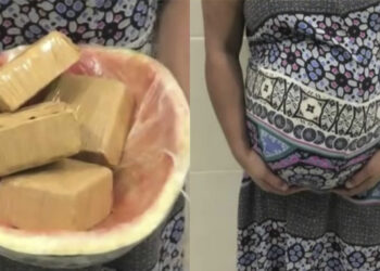 Mulher finge gravidez com casca de melancia para esconder drogas