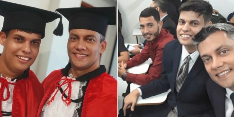 Para apoiar filho autista, pai entra na faculdade junto com ele e os dois se formam em Direito