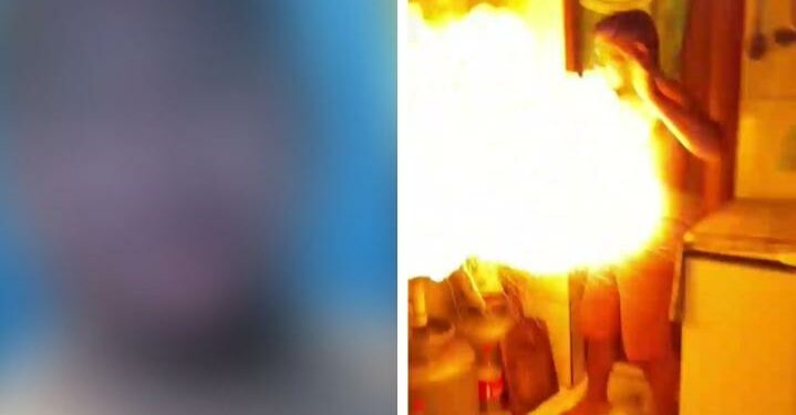 Homem tem o corpo queimado após jogar água em panela de pressão em chamas; assista o vídeo