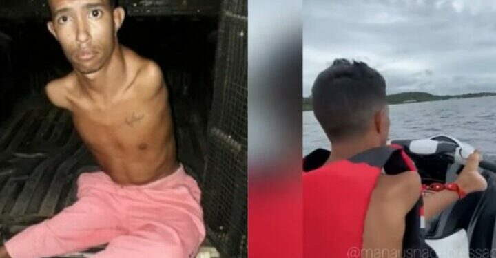 Criminoso sem dois braços que foi pego praticando assalto paga fiança e aparece pilotando jet-ski
