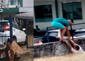 Destruição! Pessoas e veículos são levados por correnteza durante forte chuva em Manaus