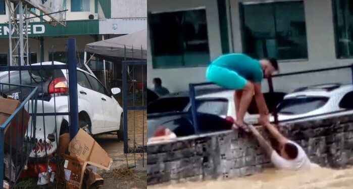 Destruição! Pessoas e veículos são levados por correnteza durante forte chuva em Manaus