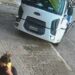 Vídeo: mulher ao celular escapa por um triz de ser esmagada por caminhão desgovernado