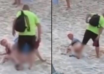 Furioso, banhista separa casal que fazia sexo em praia a chineladas