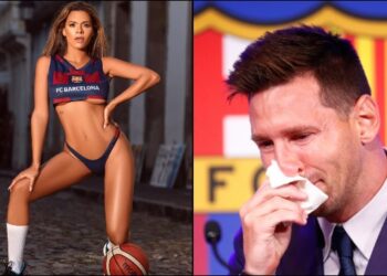 Modelo brasileira oferece R$3,2 milhões por lenço usado por Messi em despedida do Barcelona