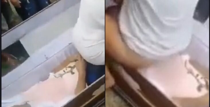 Vídeo: Mulher se esfrega no marido morto dentro do caixão para atender ao último pedido dele