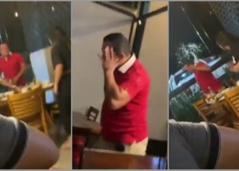 Vídeo: Esposa flagra marido com novinhas em churrascaria, em Manaus, e faz maior ‘barraco’