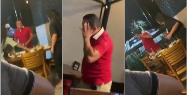 Vídeo: Esposa flagra marido com novinhas em churrascaria, em Manaus, e faz maior ‘barraco’