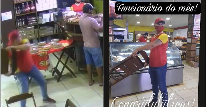 Após frustrar assalto com cadeirada em bandido, empregado recebe título de ‘Funcionário do Mês’
