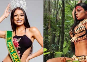 Miss Brasil, Juliana Malveira, protesta contra a situação econômica no País
