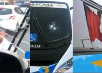 Enfurecido, motorista joga pedras contra ônibus que fazia transporte de trabalhadores do DI