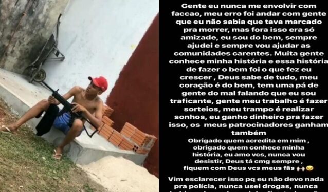 Lucas Picolé tem foto segurando fuzil ‘vazada’ na internet após dizer que não tem ligação com o crime