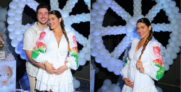 Grávida, Vivian Amorim descobre sexo do bebê em chá revelação cinematográfico; Veja o vídeo