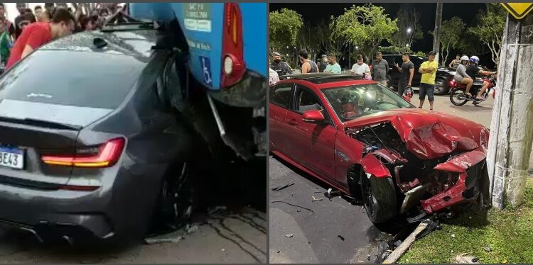 Em menos de 1 ano , herdeiro do ‘Barollo’ destrói dois carros de luxo em acidente, na Ponta Negra