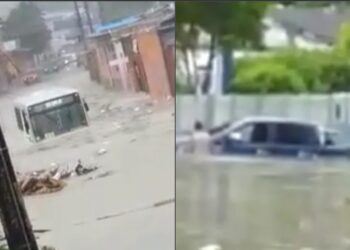Forte chuva que cai em Manaus já causa desabamento de casa, deslizamento de terra e alagamento de ruas