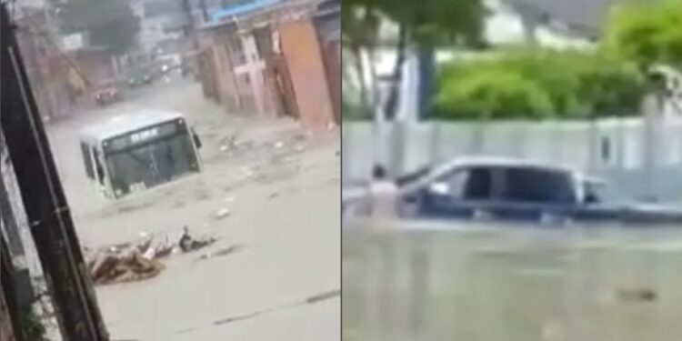 Forte chuva que cai em Manaus já causa desabamento de casa, deslizamento de terra e alagamento de ruas