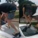 VÍDEO: Mulher tem carro pisoteado por homem descontrolado após leve colisão no trânsito