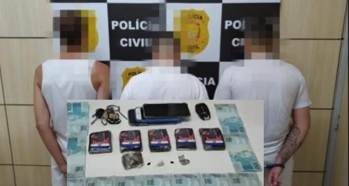 Trio que vendia ‘maconha gourmet’ é preso no flagra enquanto faziam entrega da droga