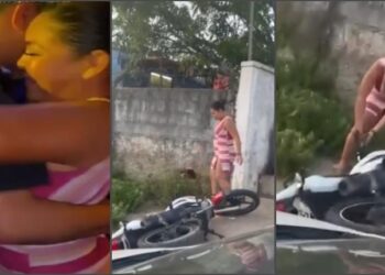 VÍDEO: Após noitada, mulher enfurecida arma maior barraco e quebra moto de ex-boy, no Tarumã