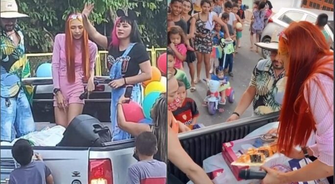 Ruivinha de Marte volta às origens e distribui brinquedos para crianças carentes do Coroado