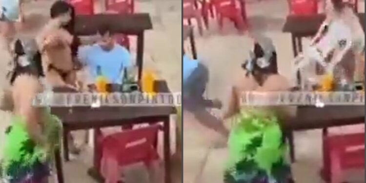 Mulher flagra marido com duas ‘coleguinhas’ em bar e acaba com a festa do ‘bonitão’; veja o vídeo