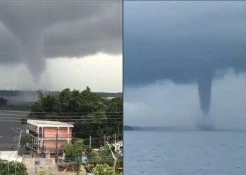 VÍDEO: Trombas d’água gigantes são registradas em dois pontos de Manaus