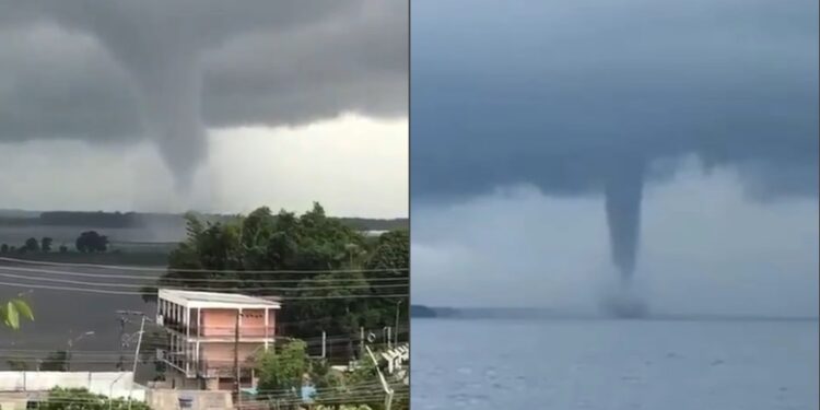 VÍDEO: Trombas d’água gigantes são registradas em dois pontos de Manaus