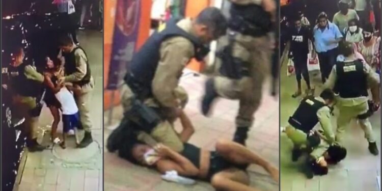 VÍDEO: PM imobiliza mulher com bebê no colo com mesmo golpe que matou George Floyd