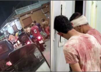 Dupla de assaltantes é espancada pela população ao roubar moto, no Novo Aleixo