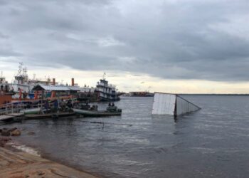 Caminhão perde freio vai parar dentro do rio, no Porto Ceasa