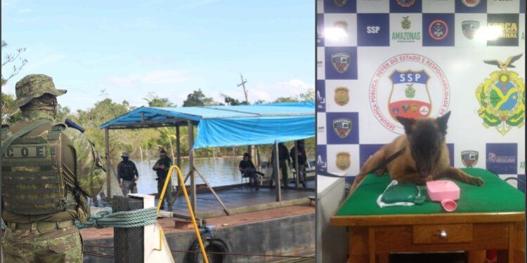 Cão policial aponta homem com dois quilos de drogas em embarcação próxima a Coari