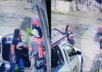 VÍDEO: Casal é flagrado assaltando funcionários da Amazonas Energia em serviço, no Multirão