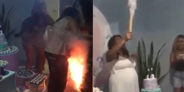 VÍDEO: Vestido de grávida pego fogo durante Chá Revelação