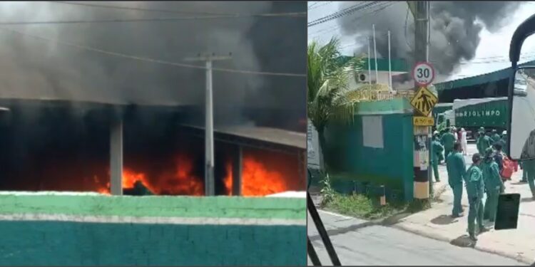 VÍDEO: Incêndio de grandes proporções atinge fábrica de reciclagem, na zona Leste de Manaus