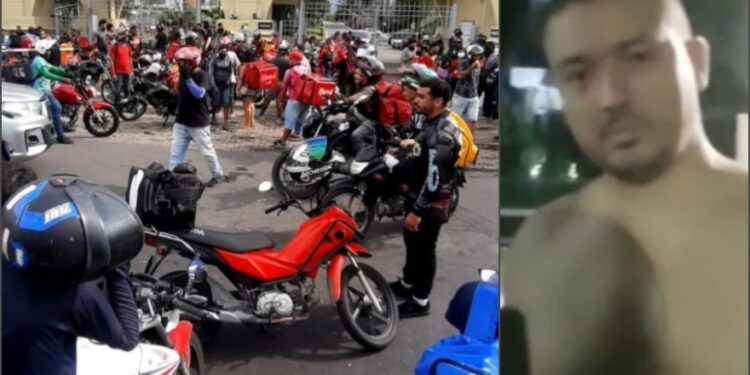 Motoqueiros se reúnem para exigir respeito em frente a condomínio onde motoboy foi agredido