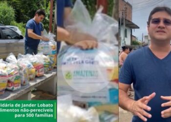 Vereador Jander Lobato entrega cestas básicas do Governo do Amazonas como se fossem dele