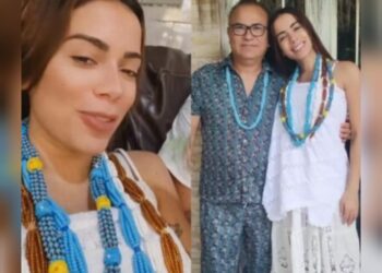 Anitta posta foto rara ao lado de seu Pai de Santo, em terreiro no Rio de Janeiro