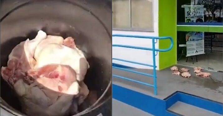 VÍDEO: Homem se revolta com falta de energia há mais de 24 horas e joga frangos estragados em frente a Amazonas Energia