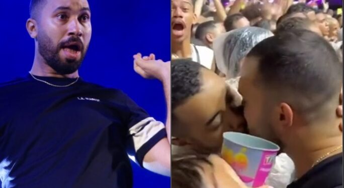 Gil do Vigor é flagrado aos beijos e ‘rouba cena’ em show de Anitta