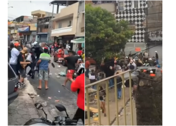 Porrada generalizada em baile funk sobra até para PMs, que são agredidos