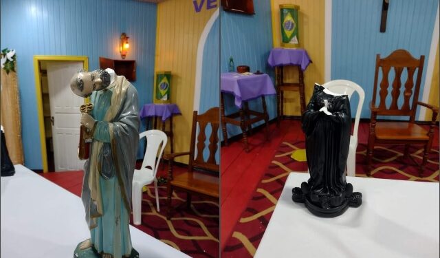 Igreja católica é invadida por vândalos em Beruri; Imagens dos santos foram destruídas