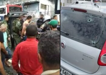 VÍDEO: Bandidos roubam loja de joias, são perseguidos e acabam presos após ter o carro crivado de balas