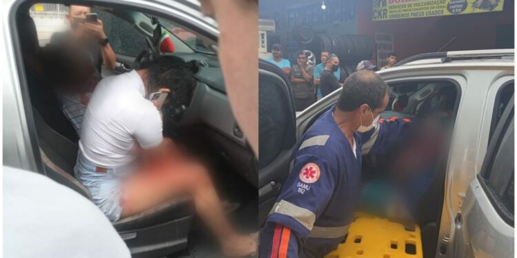 Homem morre e mulher fica ferida ao terem o veículo crivado de balas na zona Norte de Manaus