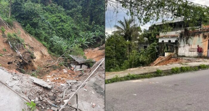 No 1º dia do ano, duas casas desabam em barranco na zona Norte de Manaus