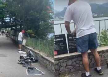 VÍDEO: Homem é flagrado retirando placas em homenagem a policiais mortos por violência, no RJ