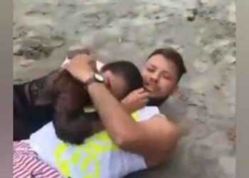 VÍDEO: Desconfiada de estar levando ‘galhada’ mulher segue marido e flagra o amado com amante em praia