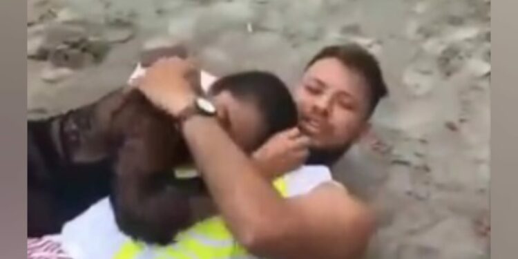VÍDEO: Desconfiada de estar levando ‘galhada’ mulher segue marido e flagra o amado com amante em praia