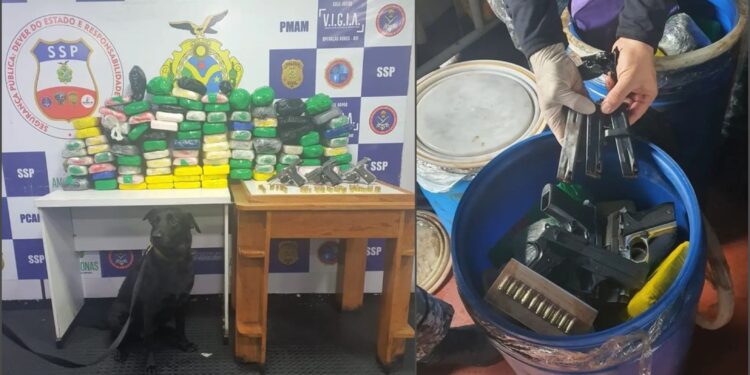 Drogas e armas são apreendidas em barco que tinha como destino Manaus